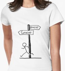 Funny Signpost Themed Curacao Design Women's Fitted T-Shirt