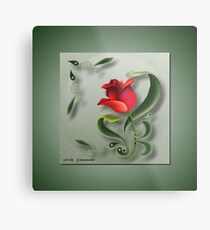 D1G1TAL-M00DZ ~ FOLKART ~ Red Tulip by tasmanianartist Metal Print