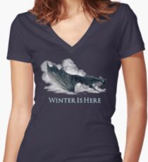 Camiseta entallada de cuello en V El invierno esta aqui
