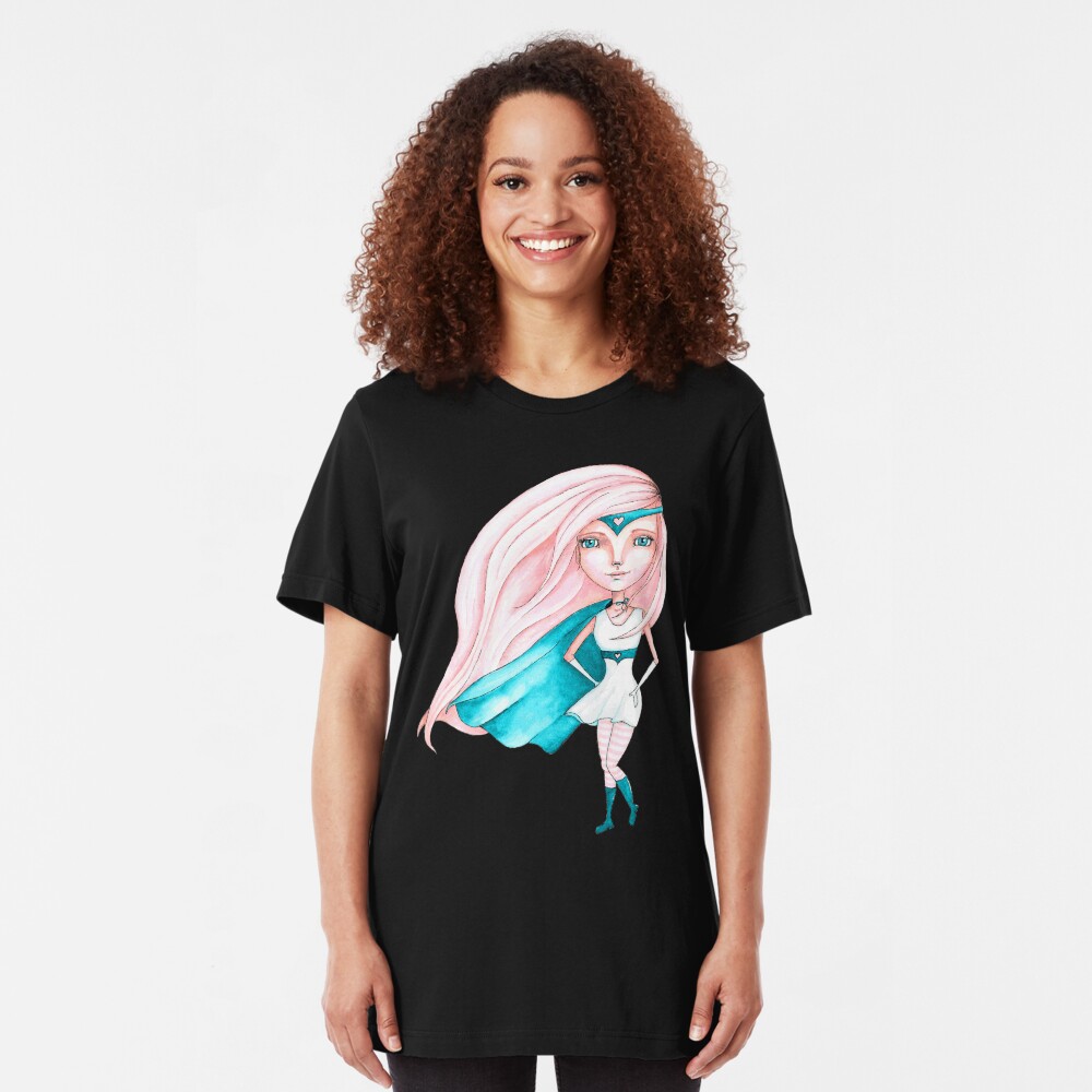 Super Gal - Teal Version Slim Fit T-Shirt