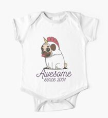 Awesome since 2001 - Funny Unicorn Pug Gift Baby Body Kurzarm