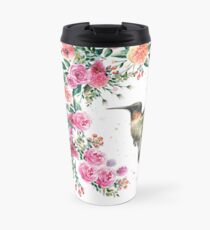 Kolibri und Blumen Aquarell Thermosbecher