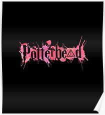 Potterheads and hp hallows with splashes outline (pink watercolors true) - wand, cloak, stone Poster