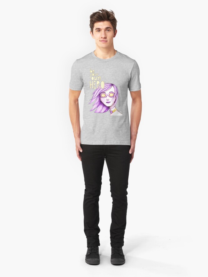 Alternate view of Be Your Own Hero - Purple Version Slim Fit T-Shirt