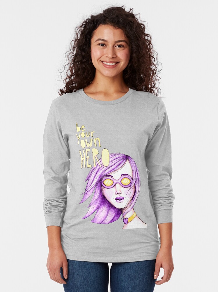 Alternate view of Be Your Own Hero - Purple Version Long Sleeve T-Shirt
