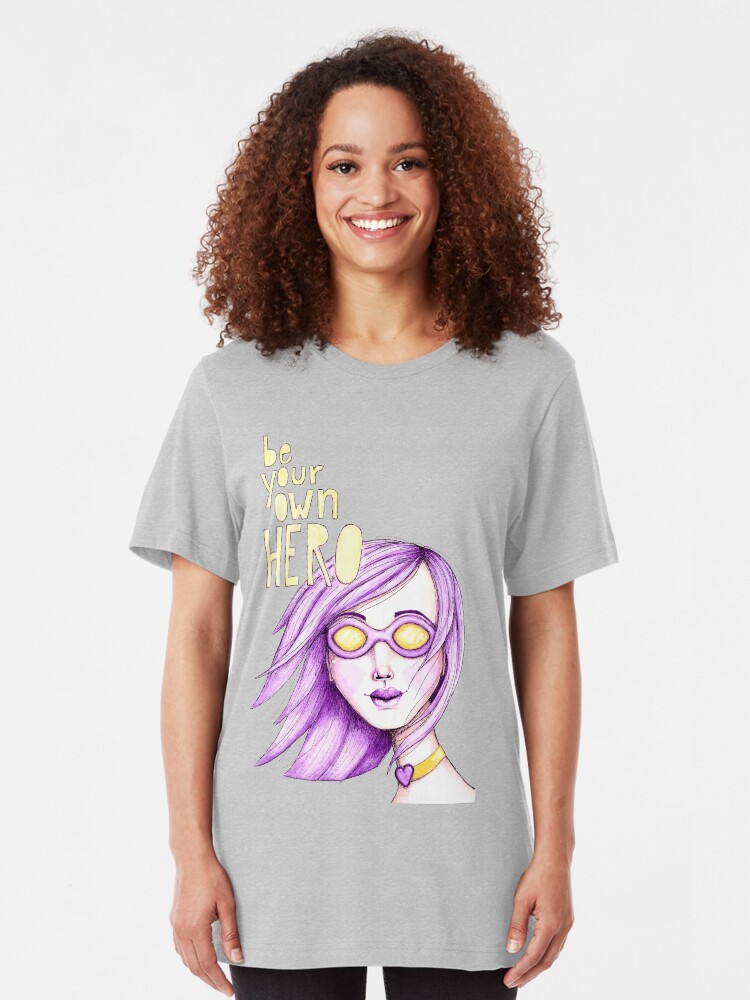Alternate view of Be Your Own Hero - Purple Version Slim Fit T-Shirt