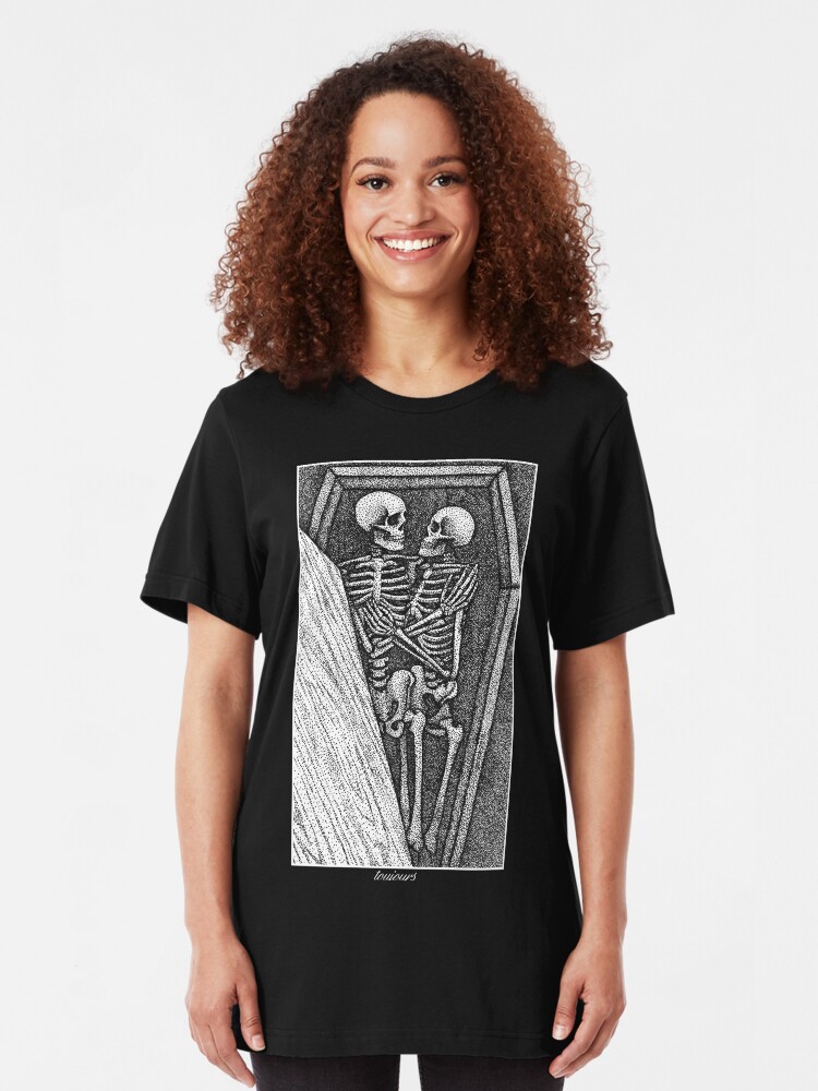 Alternate view of Toujours - Skeleton Lovers Pointilism Slim Fit T-Shirt