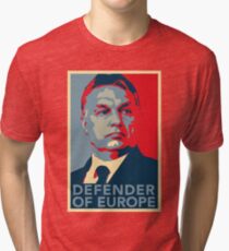 Viktor Orbán Orban HOPE Defender of Europe Hungarian Prime Minister Hungary Flag Deus Vult Build the wall HD HIGH QUALITY ONLINE STORE Tri-blend T-Shirt
