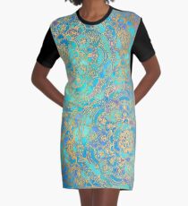 Mandalas en verre teinté saphir et jade Robe t-shirt