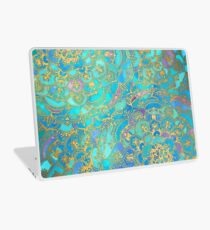 Saphir und Jade Glasmalerei Mandalas Laptop Folie