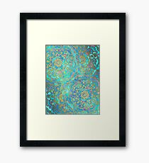 Saphir und Jade Glasmalerei Mandalas Gerahmtes Wandbild
