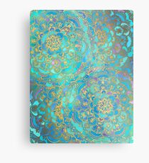 Sapphire & Jade Stained Glass Mandalas Metal Print
