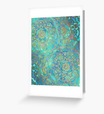Sapphire & Jade Stained Glass Mandalas Greeting Card