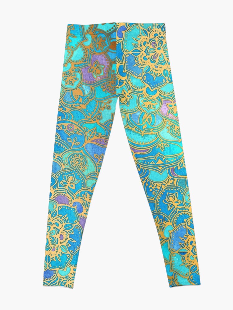 Alternate view of Sapphire & Jade Stained Glass Mandalas Leggings