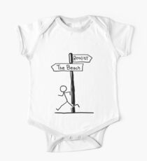 Funny "The Beach vs Reality" Signpost Themed Design One Piece - Short Sleeve