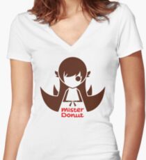 MISTER DONUT Women's Fitted V-Neck T-Shirt