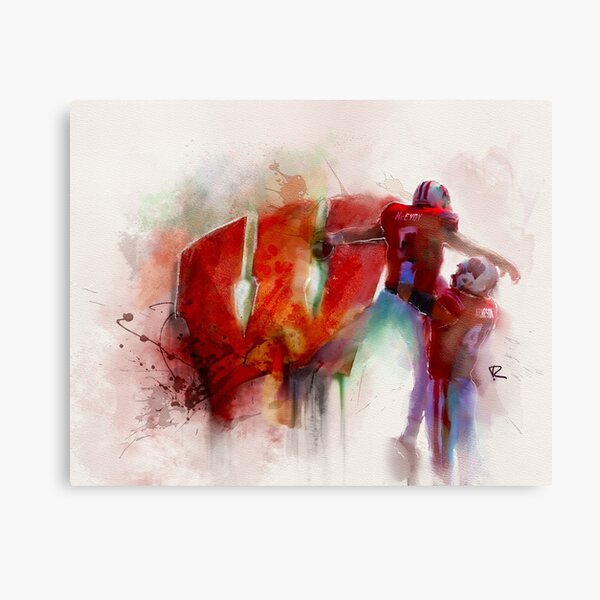 Wisconsin Badgers Football Watercolor Canvas Print