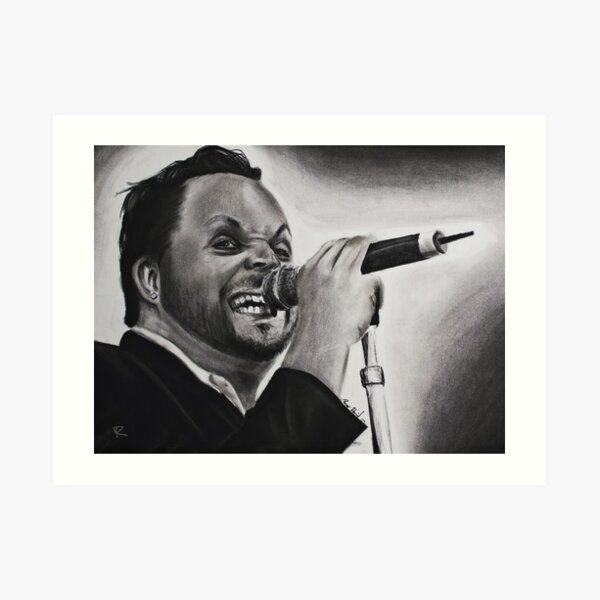 Justin Furstenfeld of Blue October Charcoal Drawing Art Print