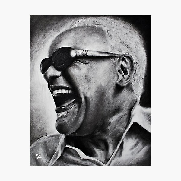 Ray Charles Charcoal Drawing Photographic Print