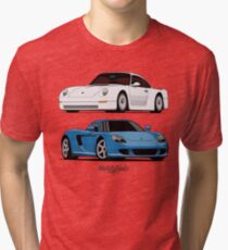 Supercar Evolution (white & blue) Tri-blend T-Shirt