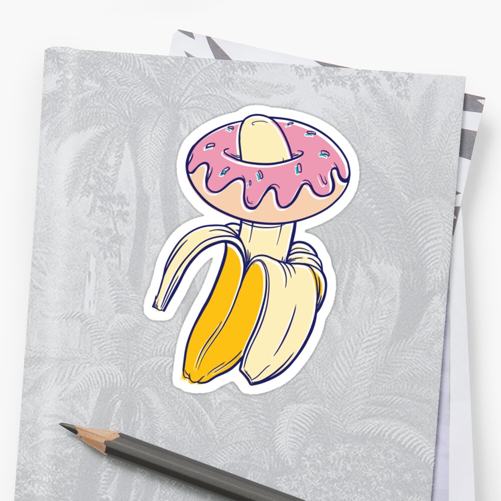 Banana And Donut Funny Food Porn T Stickers By T Shark Redbubble 6470