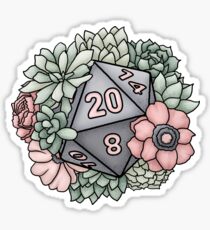 Succulent D20 Tabletop RPG Gaming Dice Sticker