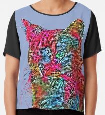 Artificial neural style Rose wild cat Chiffon Top