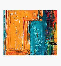 Acrylic abstract painting orange and blue Photographic Print