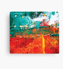 Abstract acrylic modern painting red land blue water Canvas Print