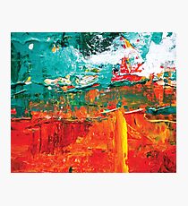 Abstract acrylic modern painting red land blue water Photographic Print