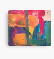 Abstract acrylic painting red, green, orange, purple Canvas Print