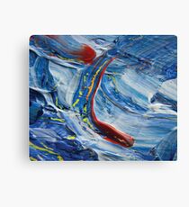 Red spot on blue abstract painting photography Canvas Print