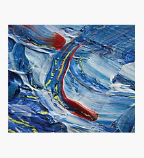 Red spot on blue abstract painting photography Photographic Print
