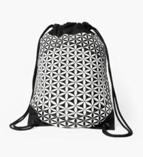 Flower of Life, Black White Drawstring Bag