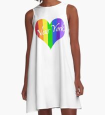New York Rainbow Heart A-Line Dress
