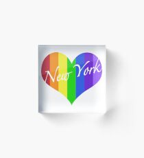 New York Rainbow Heart Acrylic Block