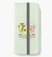 Verrückte Vogel-Dame iPhone Flip-Case/Hülle/Klebefolie