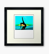 Yoga on the Beach with Sexy Girl T-shirt Framed Print