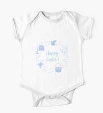 Easter cake, willow, lily,candle,dove,basket,eggs. One Piece - Short Sleeve