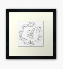 Different toys for children. Framed Print