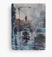 Streetscape watercolor Metal Print