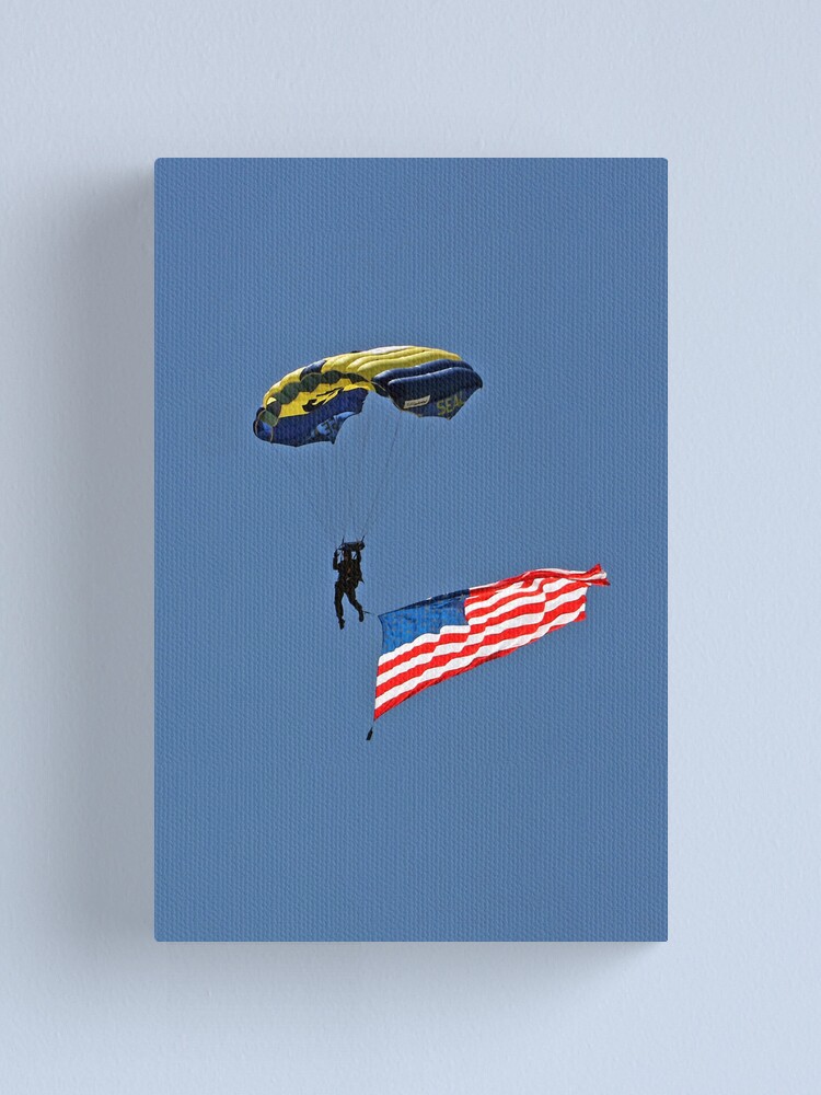 Alternate view of Parachuting with the Flag Canvas Print