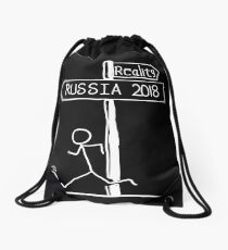 Funny "Reality vs Russia 2018" Signpost Design; world cup 2018 Drawstring Bag