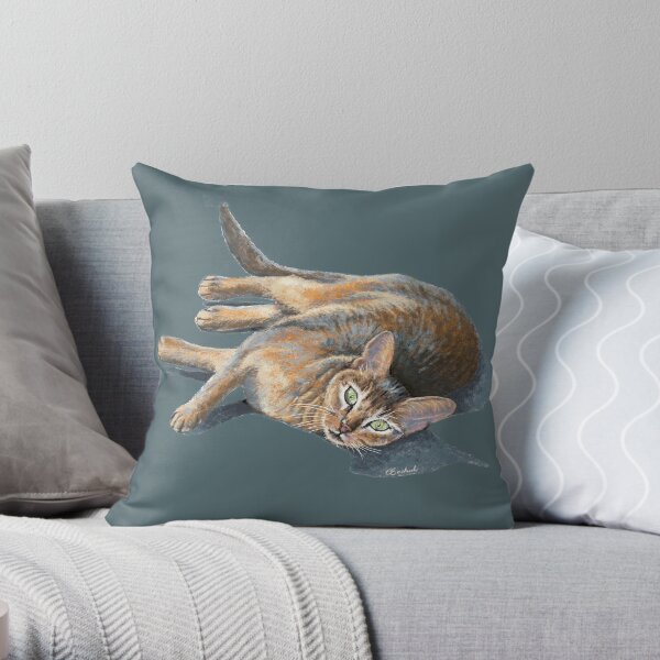 Abyssinian cat lying Throw Pillow