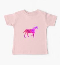 Pferd lustige Tiere blau-rosa Aquarell T Shirt Kinder Geschenk Baby T-Shirt