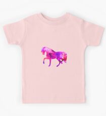Pferd lustige Tiere blau-rosa Aquarell T Shirt Kinder Geschenk Kinder T-Shirt