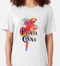 Punta Cana Dominikanische Republik Souvenir Tropischer Macaw Slim Fit T-Shirt