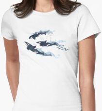 Orca in Motion / blush ocean pattern Women's Fitted T-Shirt