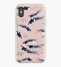 Orca in Motion / blush ocean pattern iPhone Case