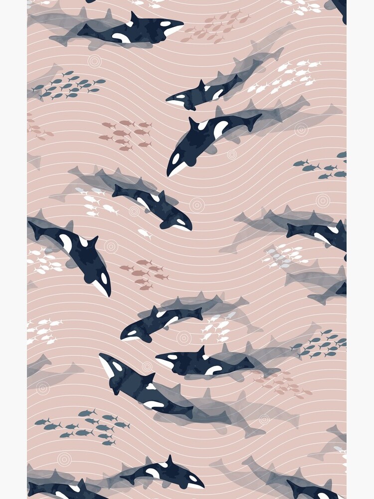 Orca in Motion / blush ocean pattern by marketastengl